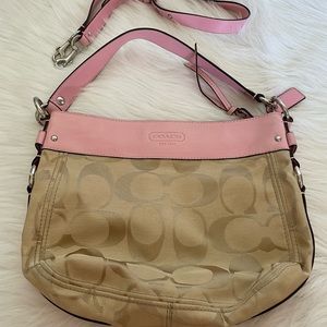 Coach Signature Print Canvas and Leather Shoulder Bag